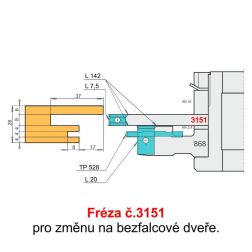 Fréza č.3151 pro obložkové zárubně s VBD - změna na bezfalcové dveře