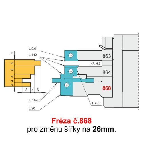 Fréza č. 868 pro obložkové zárubně s VBD - změna na 26mm