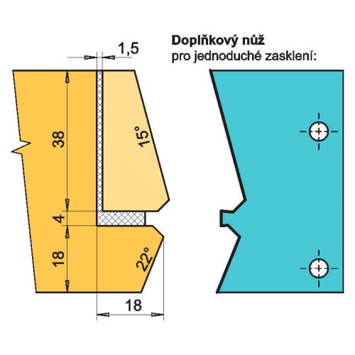 SADA FRÉZ NA OKENNÍ KŘÍDLO s VBD - DITHERM,  IZOL.D250 s pevným profilem