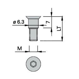 Upínací šroub TORX  M5/5x15   se zápustnou hlavou s dříkem (1)
