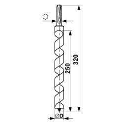 VRTÁK DO DŘEVA HADOVITÝ typ LEWIS, L=320mm (2)