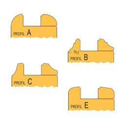 Sada nožů HL (profil+kontraprofil), na domovní dveře bez čepování Sada nožů HL (profil+kontraprofil), na domovní dveře bez čepování