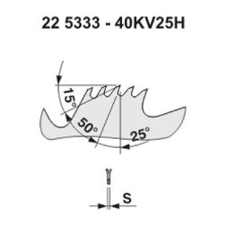 Pilový kotouč na dřevo 5333 - 40KV25° HANIBAL - podélné řezání - STROJNÍ POSUV (1)